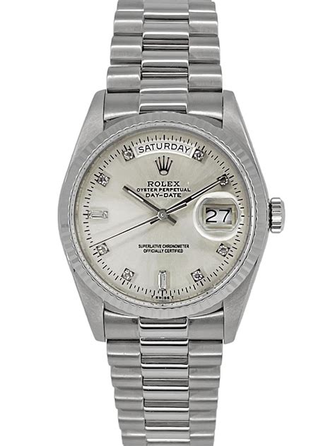 rolex day date silver for sale|Rolex Day-Date silver.